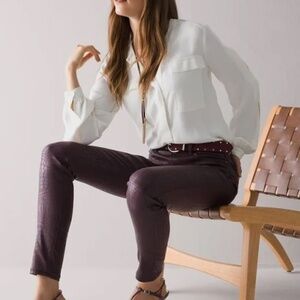 NWOT WHITE HOUSE BLACK MARKET CHERRY MERLOT LEATHERLOOK DENIM SKINNY JEANS SZ2